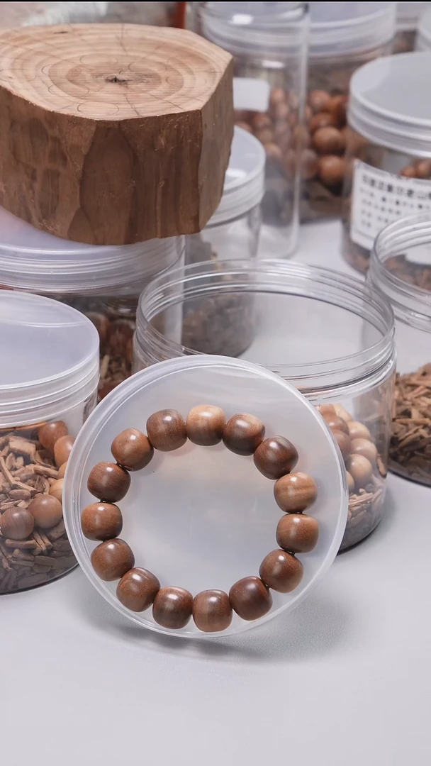 檀香木手串/手链强*老山檀香精品老料横纹黑肉14*15单圈瑕疵款