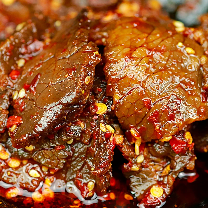 湖南香辣黄牛肉片500克现做现发 牛肉下酒菜麻辣熟食解馋零食小吃