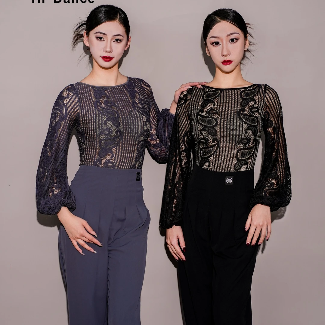 【HF品牌】Y131定位蕾丝摩登舞上衣