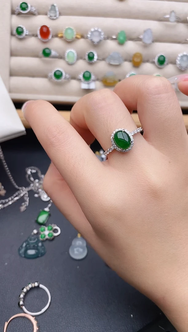 银S925镶嵌戒指翡翠0