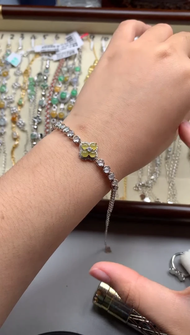 银S925镶嵌戒指翡翠手链8