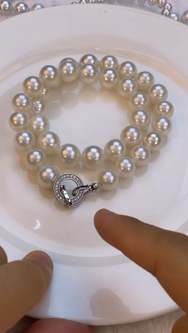 项链银S925镶嵌淡水珍珠11-13