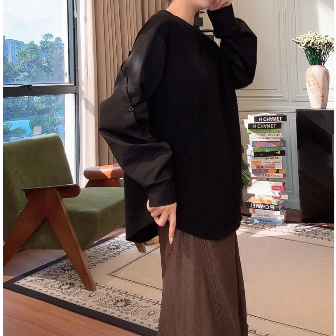 ZUOXIAOQI南北拼接衬衣袖T恤33（衣长72-76/胸围124-132）