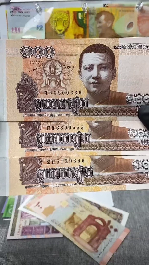 纸币柬埔寨无347三张豹子