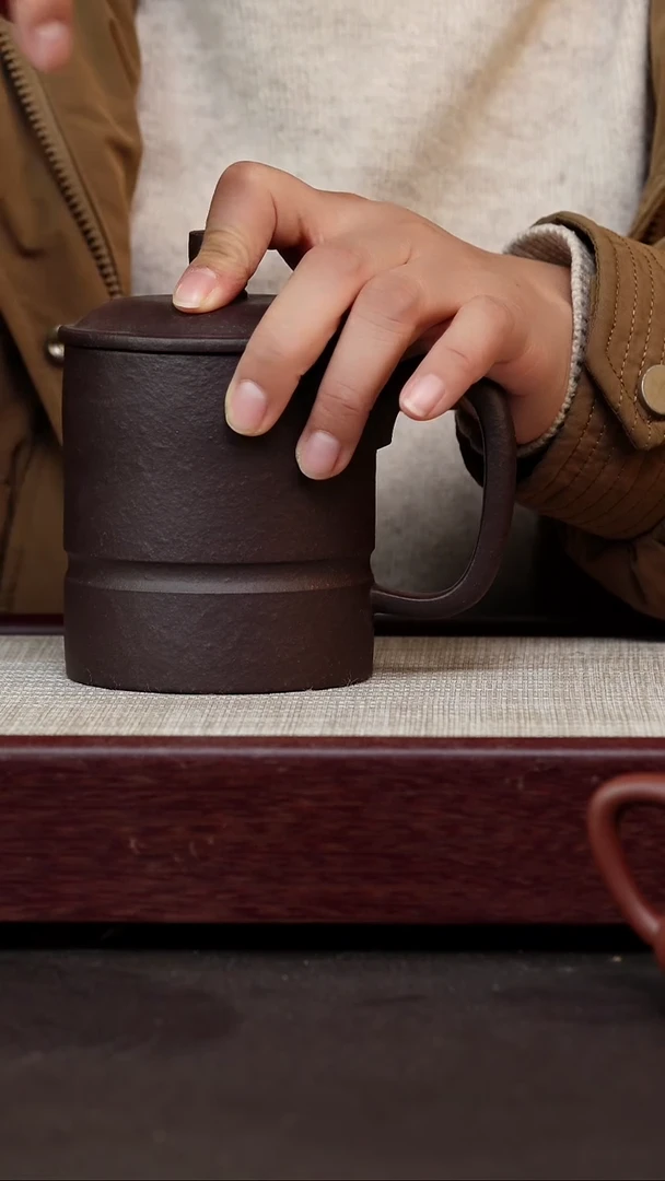 茶杯紫砂粗砂线韵杯