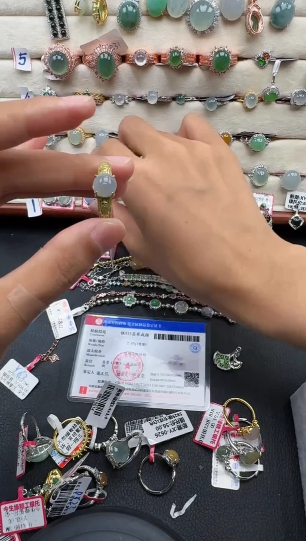 翡翠戒指银S925镶嵌戒指187