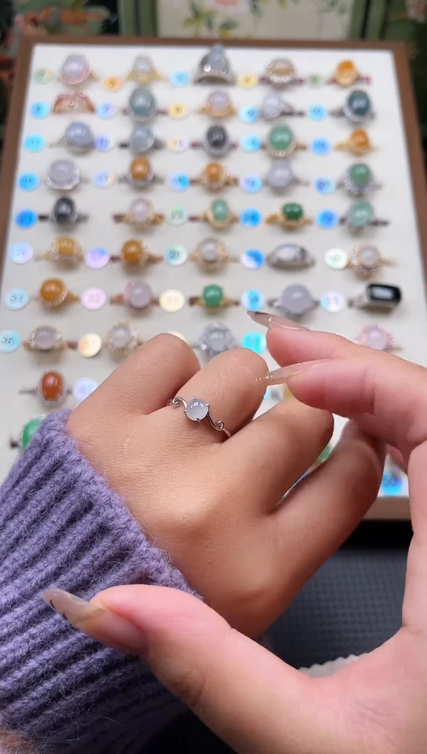 【闪购商品】翡翠戒指银S925镶嵌天然A货翡翠戒指