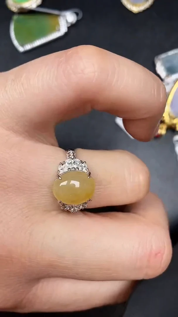 银S925镶嵌戒指翡翠3640