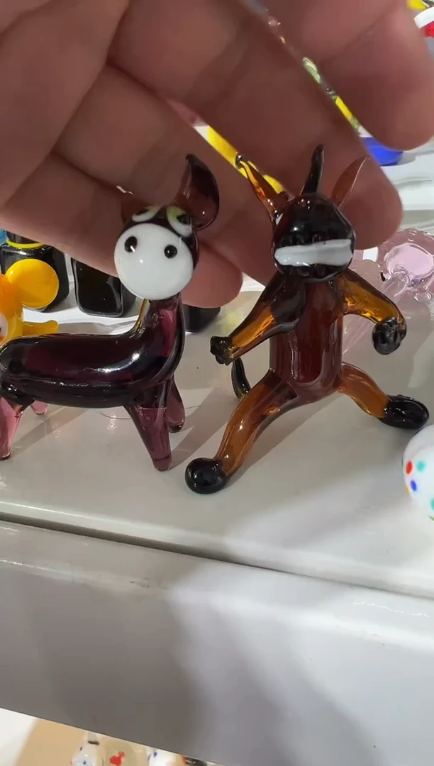 手工艺品琉璃紫*微瑕2件