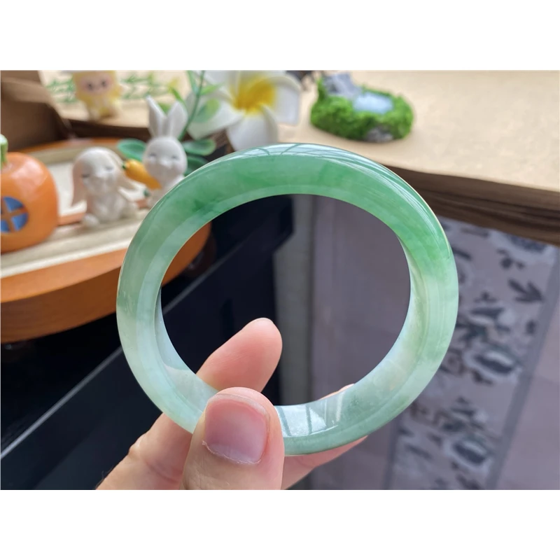 天然翡翠805批次正圈翠绿镯6423号54.7-12.8-8.2天然翡翠手镯