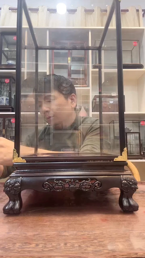 卢氏黑黄檀（大叶紫檀）守**生21*21*35虎脚玻璃罩470