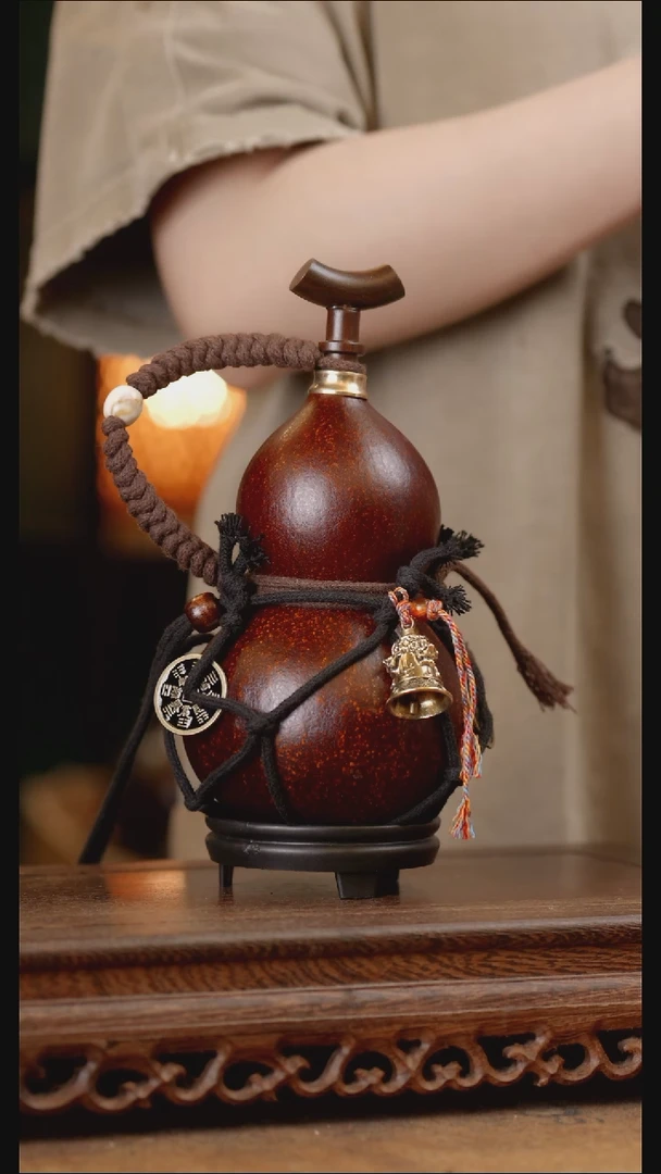 215号精品天然大漆工艺防渗内胆酒葫芦~