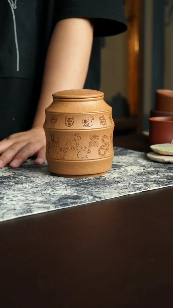 茶杯紫砂56号宜兴紫砂原矿作品茶叶罐