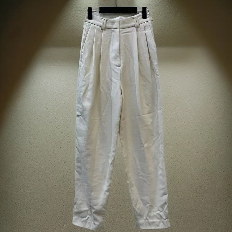 47女双褶高腰錐字休闲裤