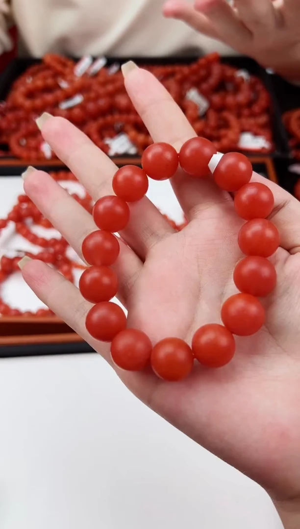【闪购商品】南红玛瑙手串未镶嵌滴水洞哑光14+一条