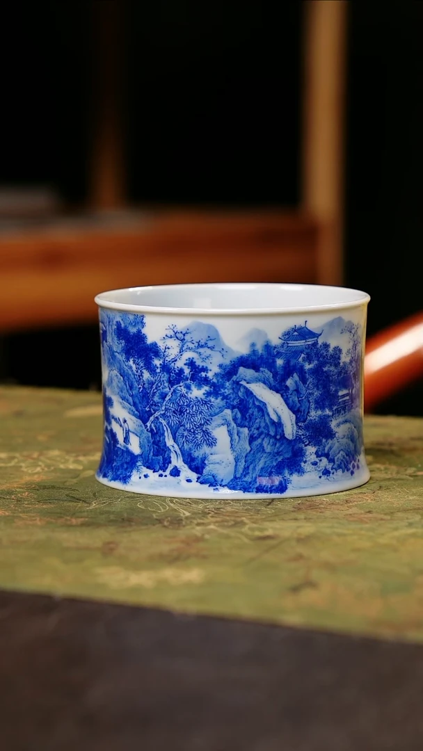 其他寒石寻友青花直口杯