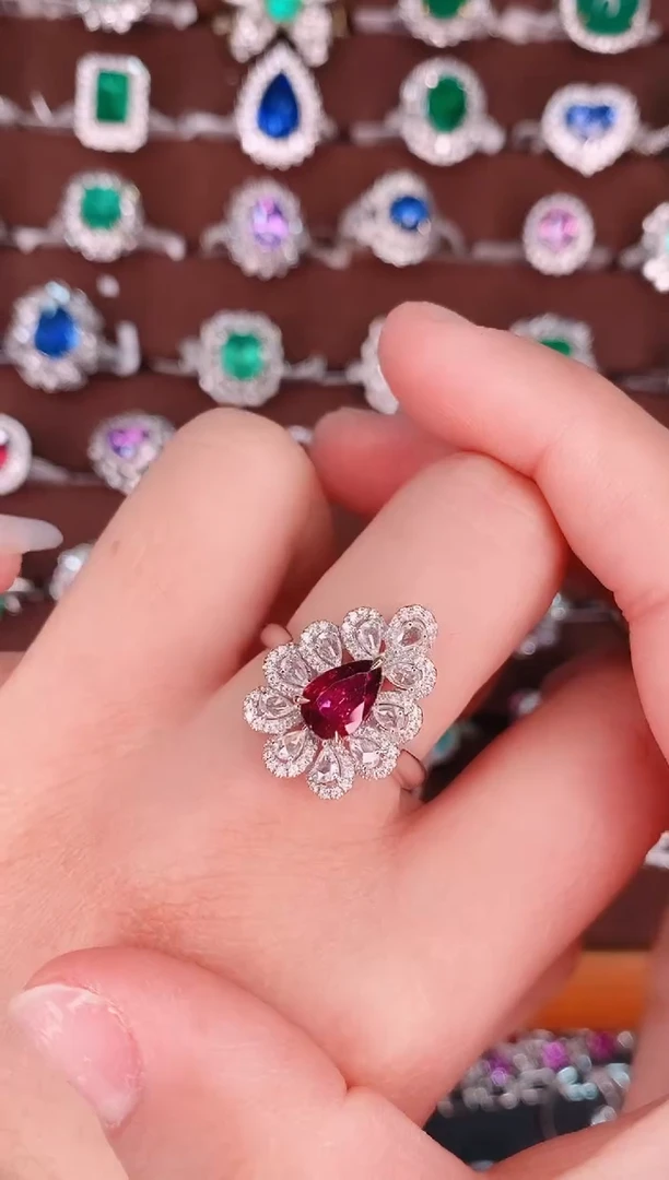 【闪购商品】红宝石18K金戒指18K金镶嵌1.23克拉