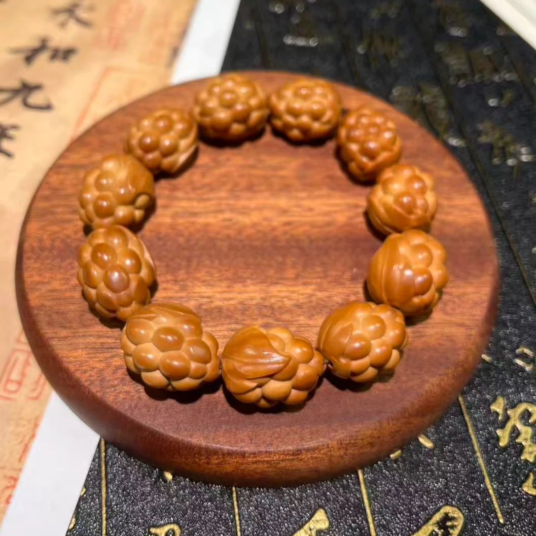 精品雕刻橄榄核葡萄手串男女手链