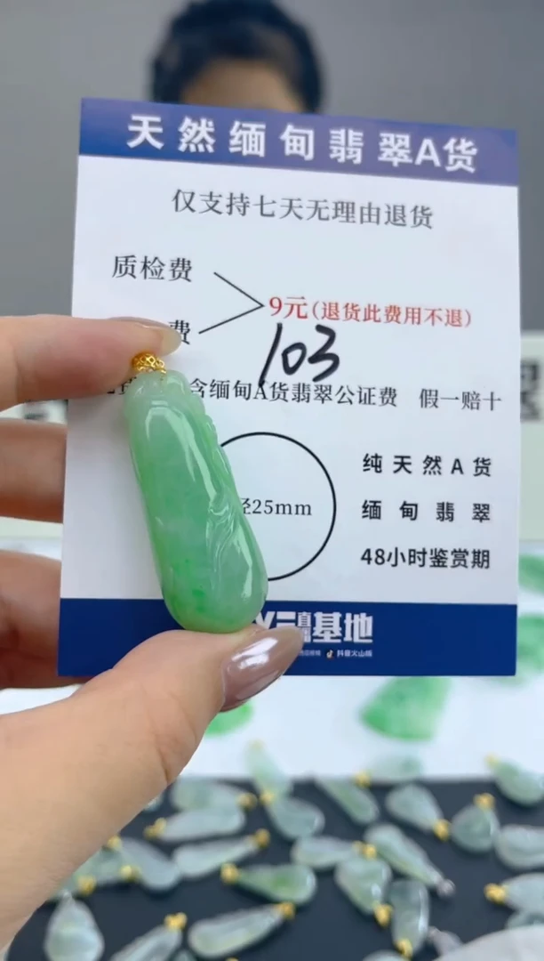 颈饰18K金镶嵌翡翠天然A货翡翠