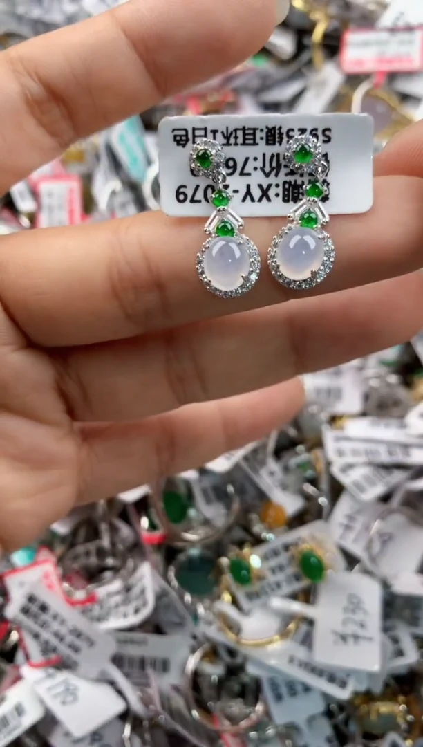 银S925镶嵌戒指翡翠444---5