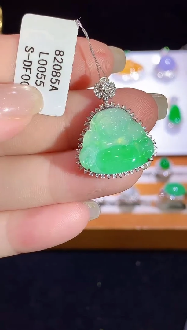 翡翠18K金镶嵌吊坠(不含链)L0055多样性发其一