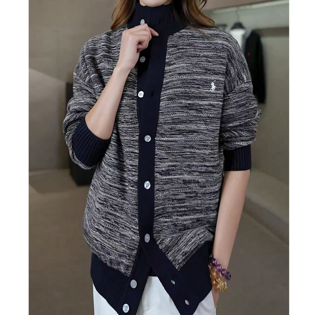 【MAIGU】【莫代尔抗起球】重磅渐变混色包芯纱老钱高领针织开衫外套