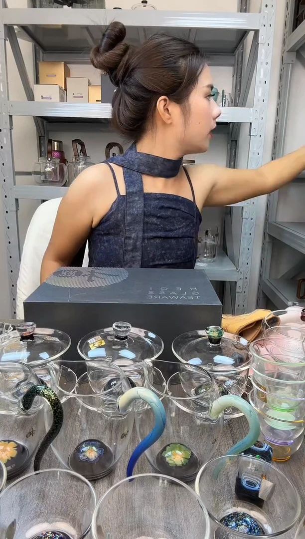手工艺品玻璃禾器 瑄玉壶 琥珀色