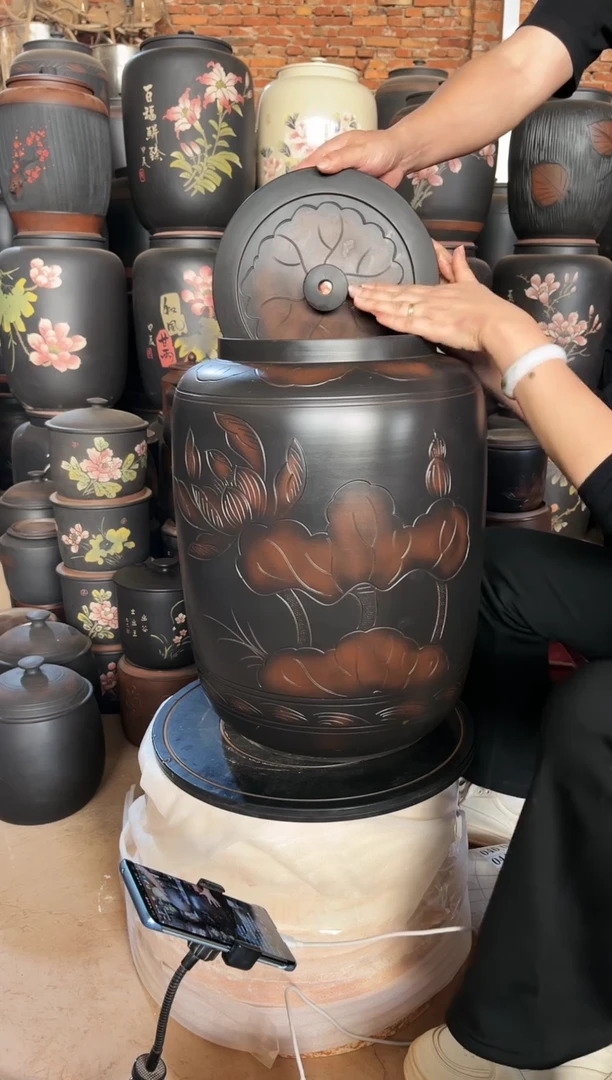 【闪购商品】壶完品  水缸 36升  荷花 高51cm