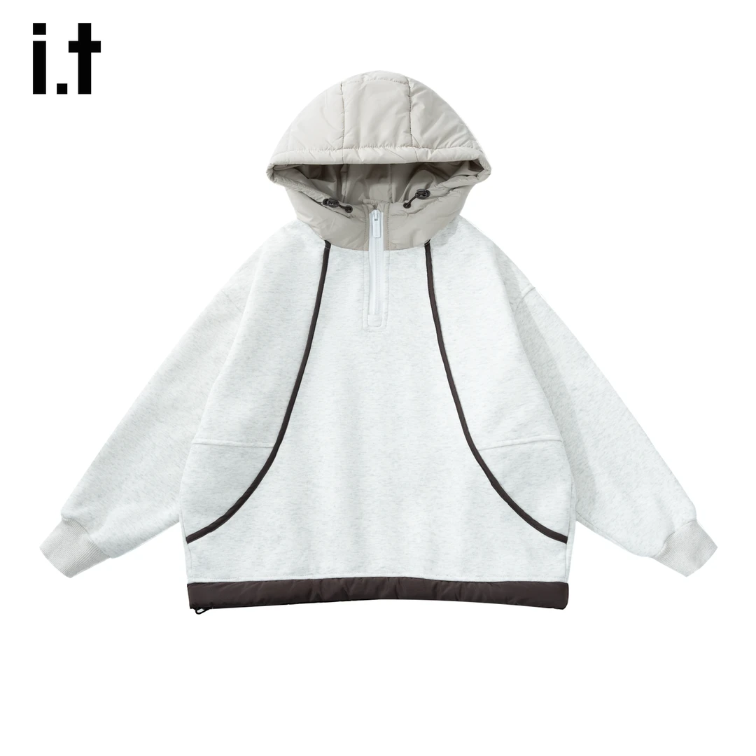 it GROUNDZERO 女童卫衣2025秋季新款套头连帽蕾丝中大童上衣甜美