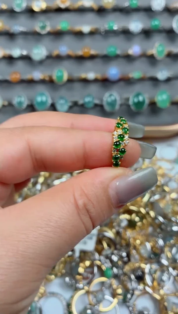 银S925镶嵌戒指翡翠.