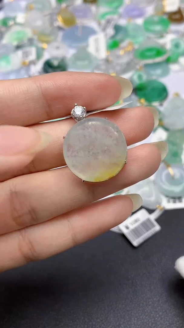 颈饰银S925镶嵌翡翠天然缅甸a货翡翠百元以上9元证书费自理