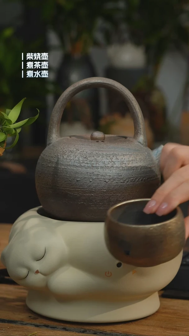 铁胎柴烧800cc 一壶一龙窑禅定杯（可备注有字无字）