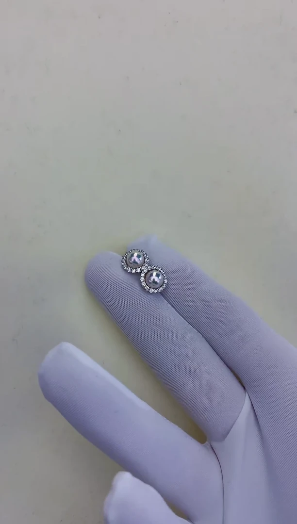 银S925镶嵌饰品海水珍珠太阳花耳钉