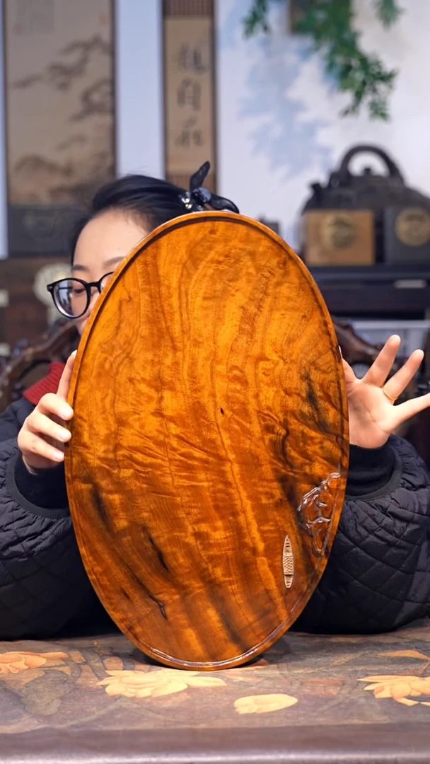 金丝楠小叶桢楠黄料山水意境茶盘 40