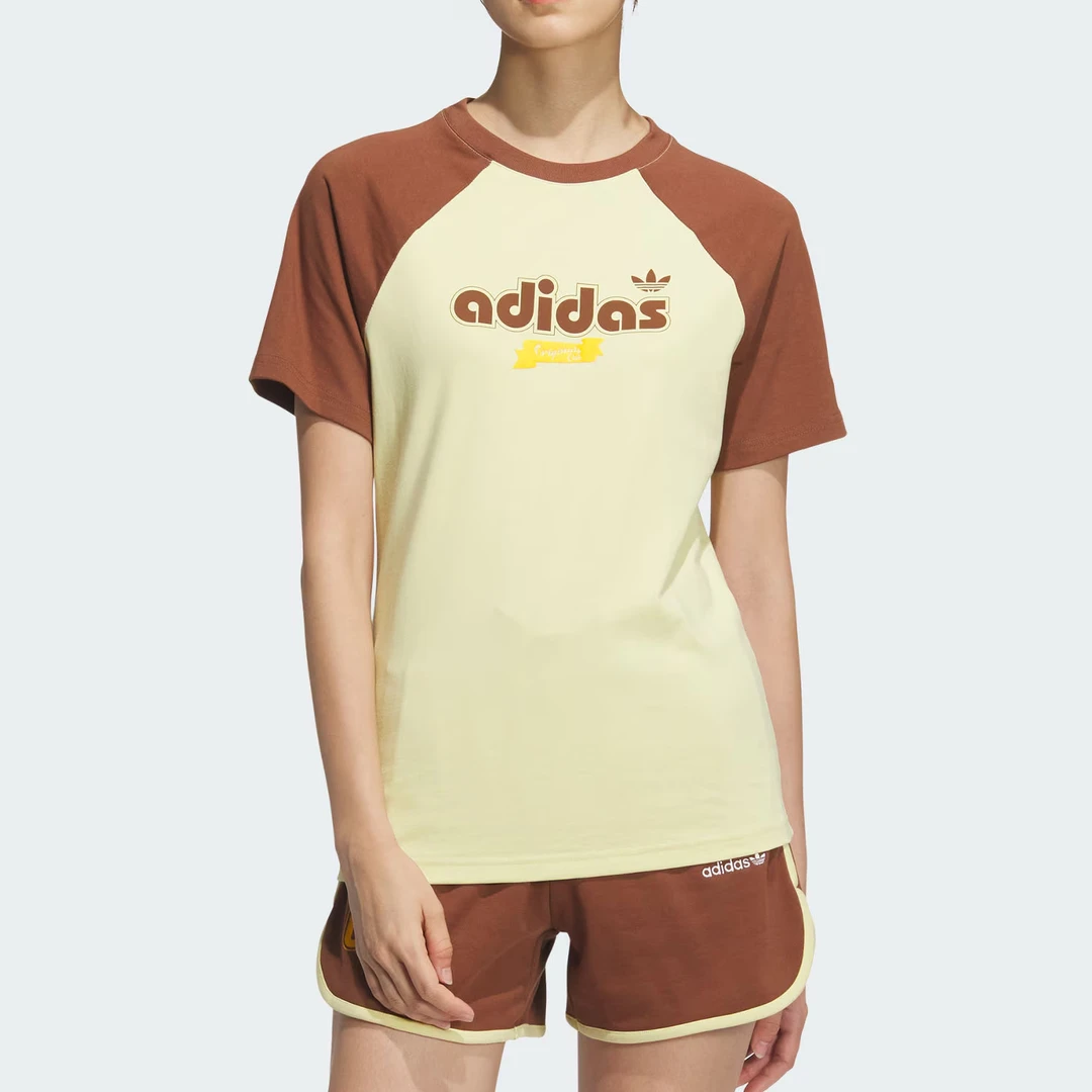 adidas/阿迪达斯三叶草经典复古撞色插肩袖运动短袖圆领T恤JM8007