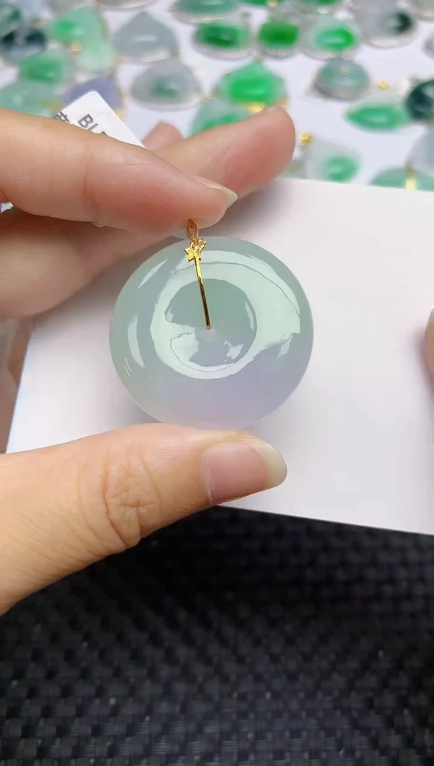 翡翠18K金镶嵌颈饰天然缅甸A货翡翠百元以上9元证书费自理