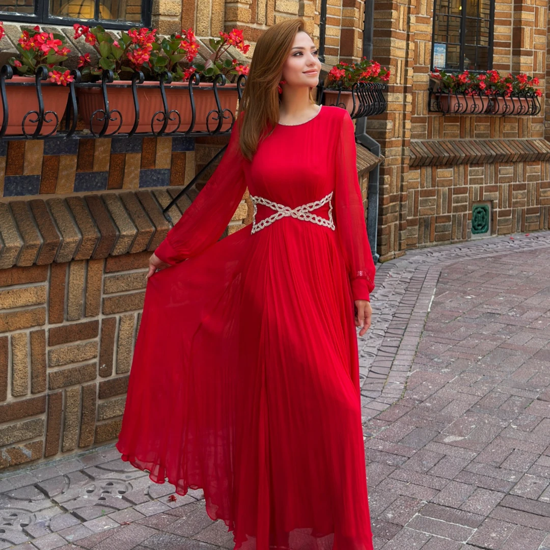 MUBINE 夏季新款高级设计感显瘦圆领长款钻饰礼服连衣裙 25116