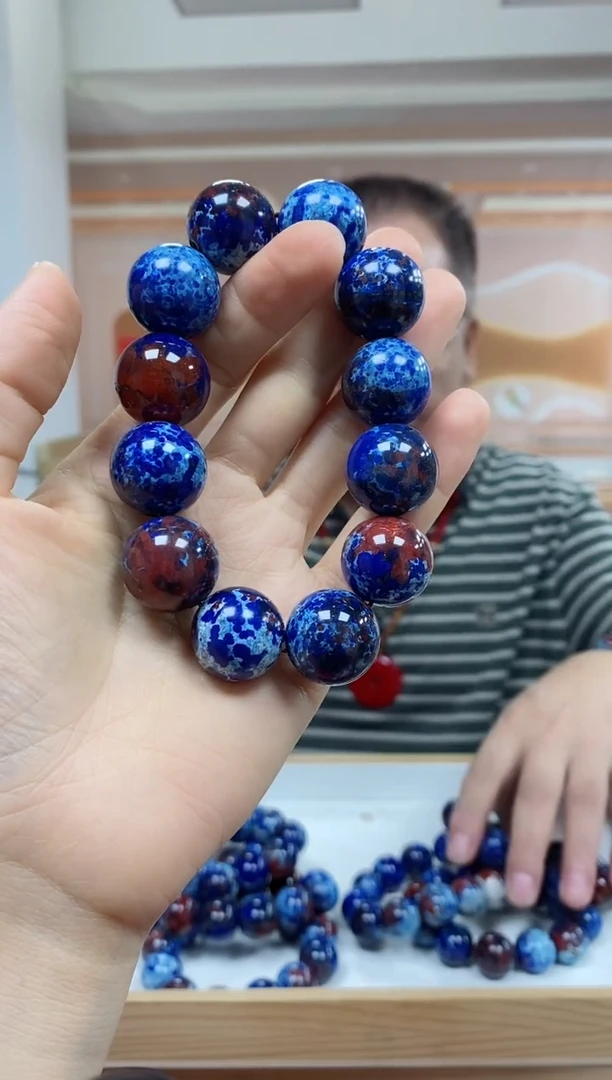 未镶嵌手串玛瑙/玉髓重蓝玛瑙手串尺寸20mm
