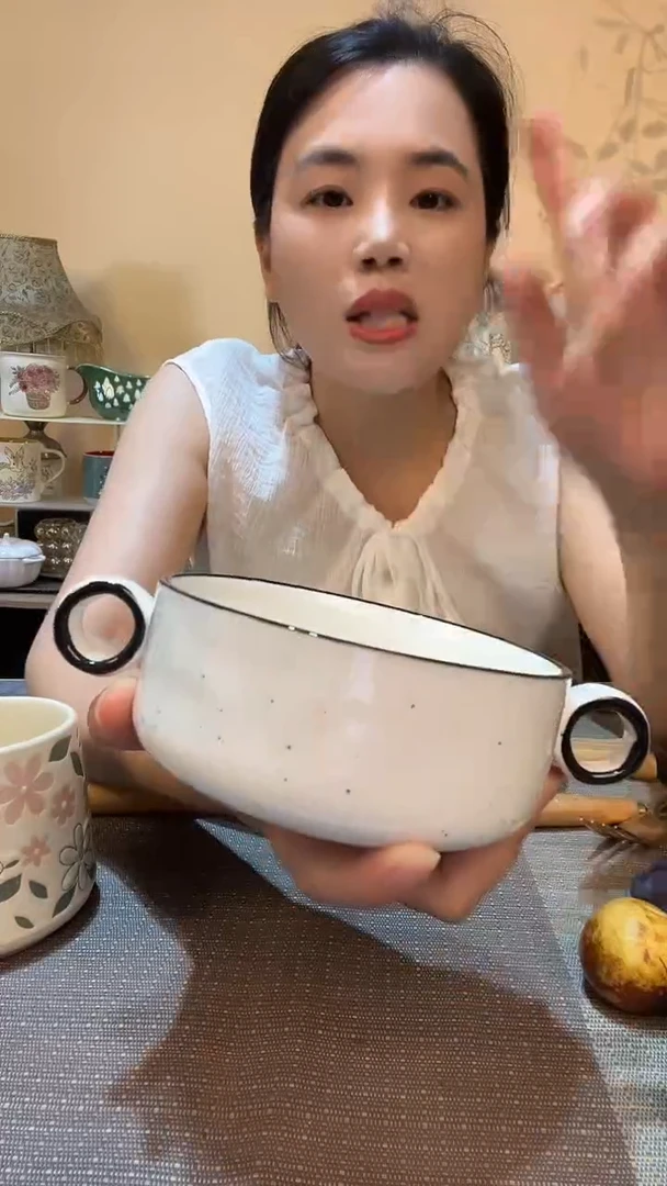 瓷片5英寸双耳碗 微瑕介意勿拍