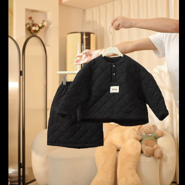 阿妞冬季新款儿童棉服套装 女童韩版加厚棉服+夹棉半身裙两件套