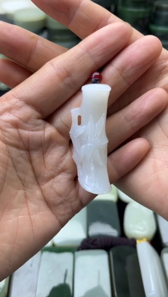 未镶嵌和田玉珠宝半成品竹节包容