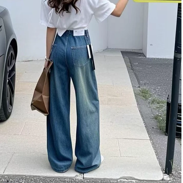 ML81393收腰显瘦牛仔阔腿裤