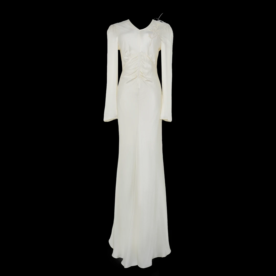 羽毛钉珠高奢华丽温柔轻奢风连衣裙27-TOMW24110502