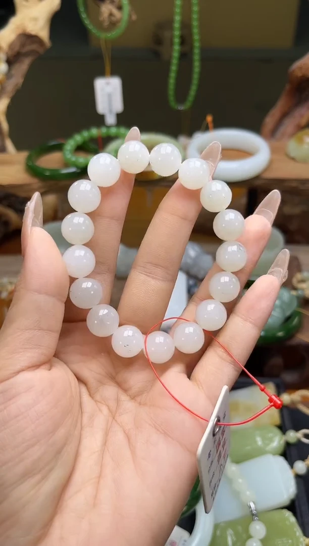 未镶嵌手串和田玉卡12黑山料 圆珠 9010954