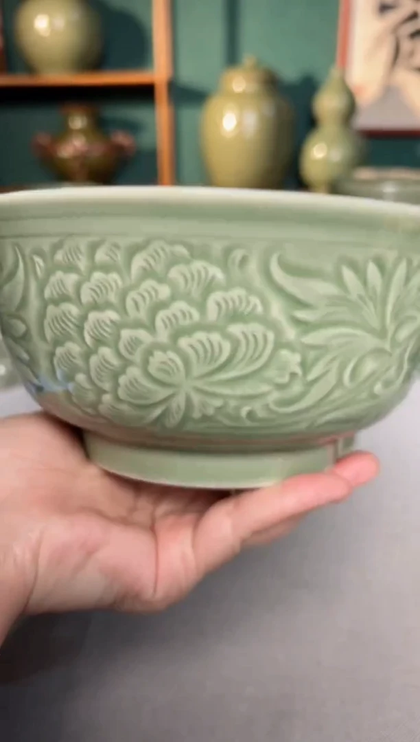 【闪购商品】其他耀州窑7寸塔式牡丹大碗微瑕特价1介意勿拍