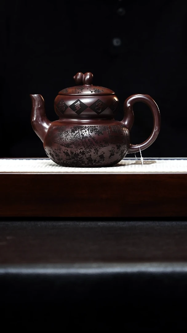 茶壶紫砂宜兴紫砂 葫芦 石红 李恒阳 h523