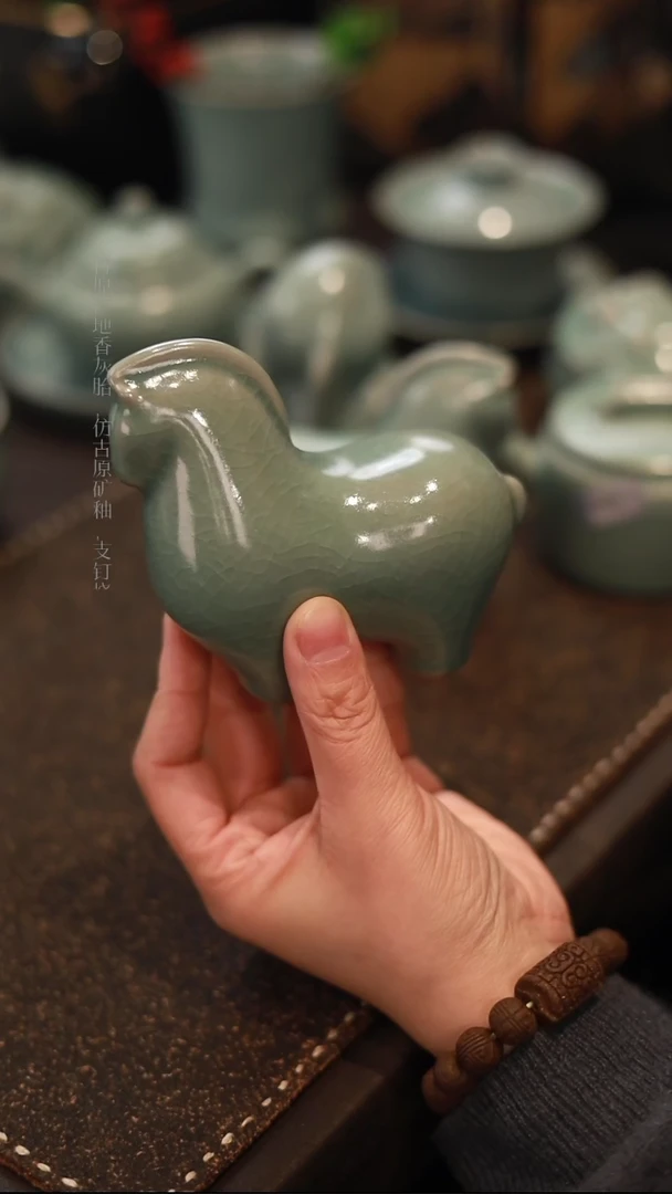 【闪购商品】杯一级品青绿仿古唐马