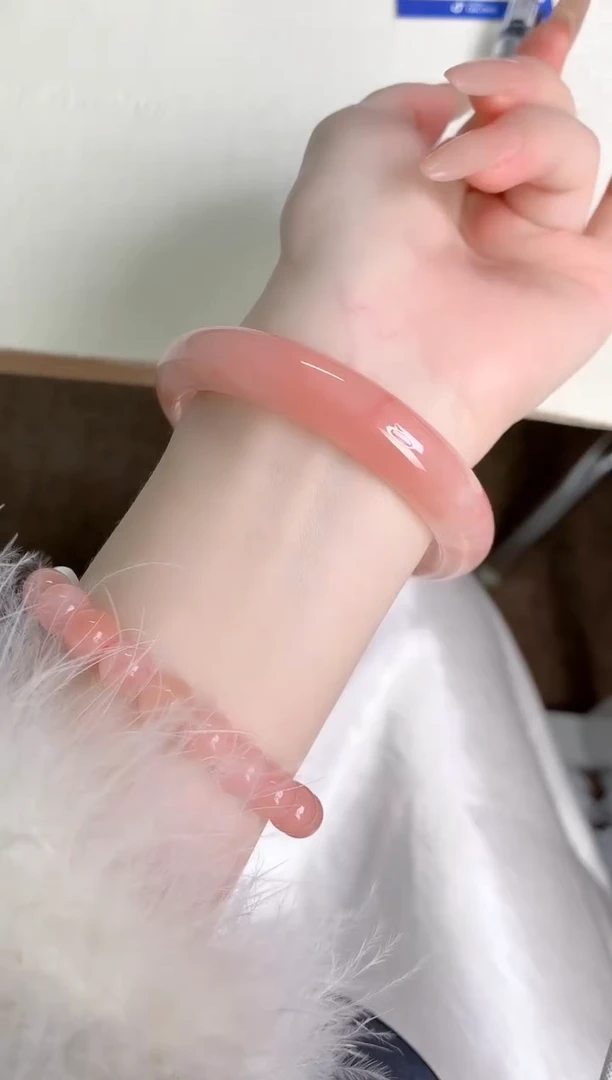 未镶嵌手镯石英质玉桃花酿98-圈口58-238