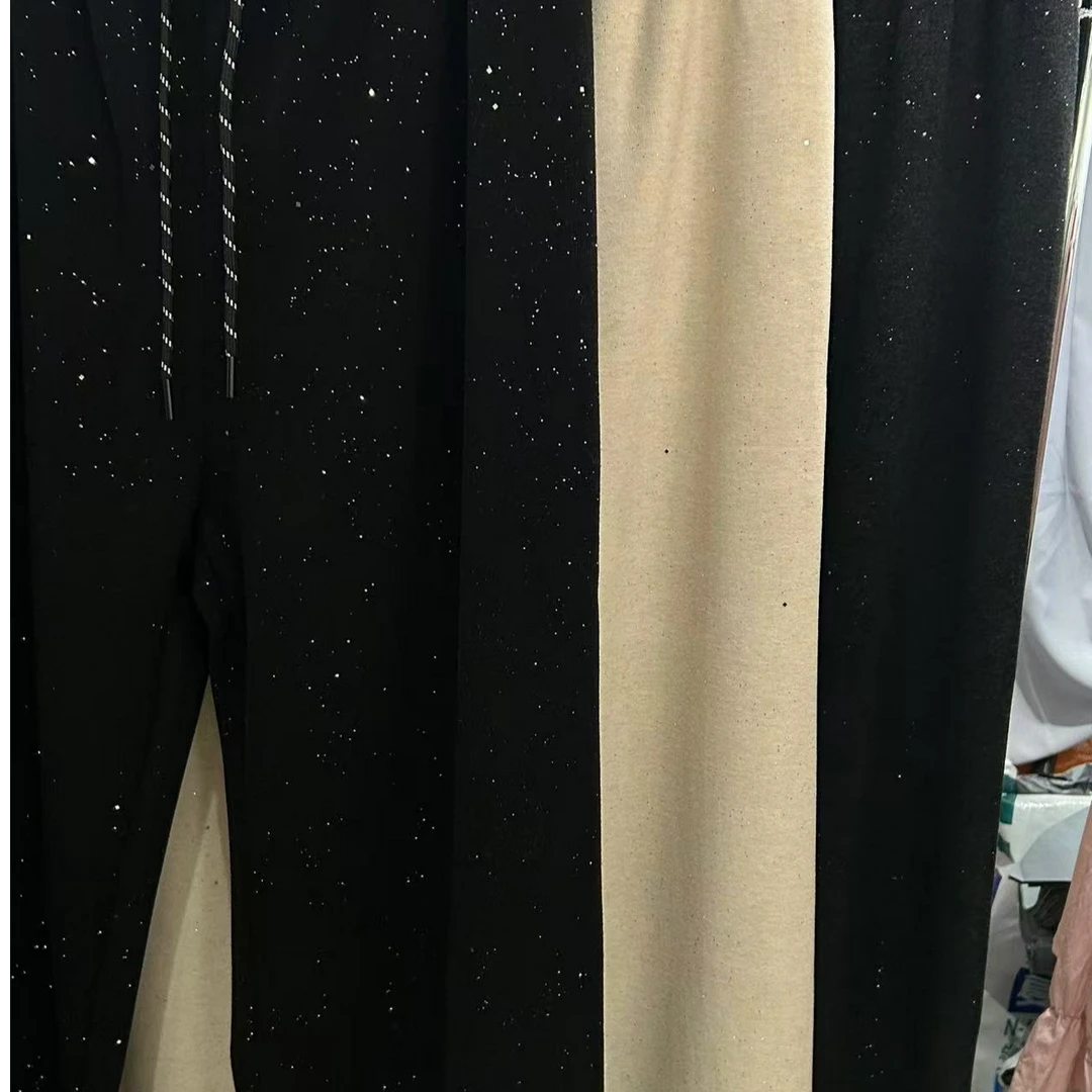 加绒休闲显瘦亮片阔腿裤9967