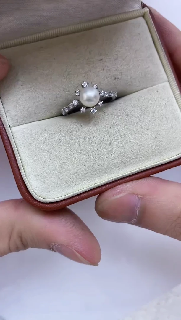 银S925镶嵌海水珍珠戒指